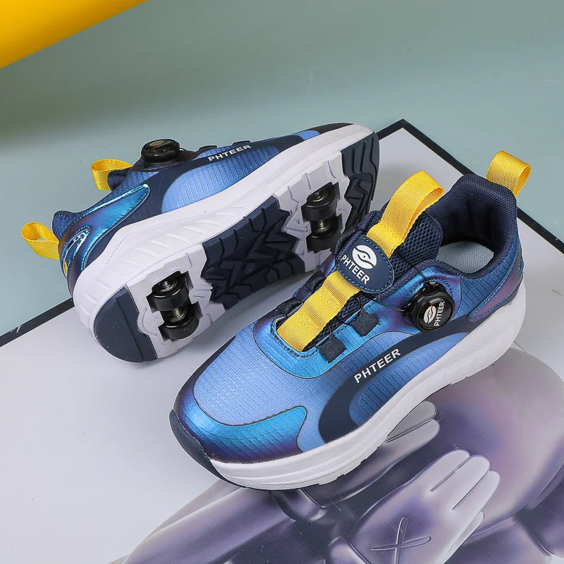 Kids Two- Wheel Roller Skating Shoes With Light Magic Stick. Walking Shoes with Detachable Wheels. Roller Skate Shoes For Teenagers