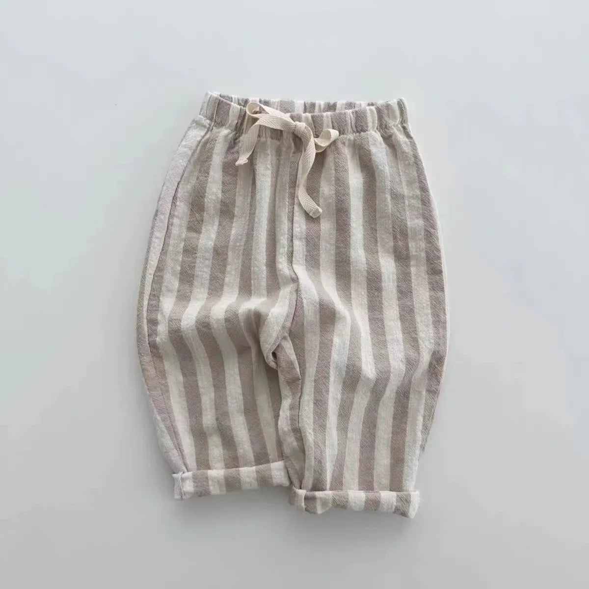 Vintage Linen/ Cotton Stripe Pants for Boys and girls. Casual Pocket Design, Elastics Waist Pants for Toddlers