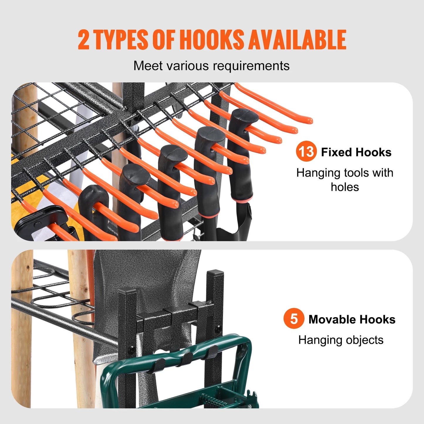 Garden Tool Organizer with Hooks