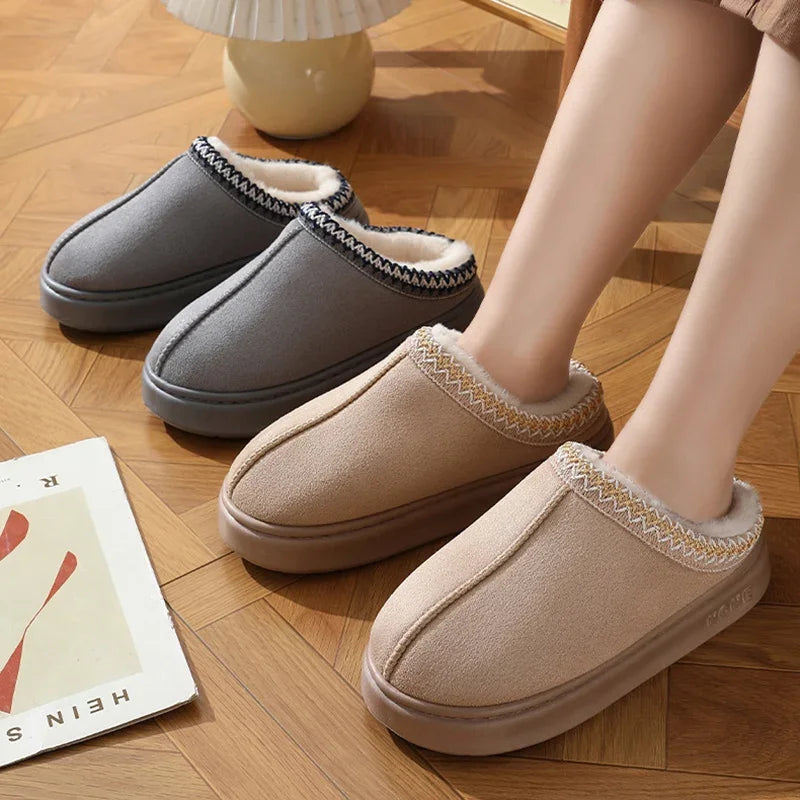 Fluffy Platform Slippers for Women 2025.  Winter Plush and Warm Cotton Shoes.  Comfort , Non Slip, Unisex Home Slippers.
