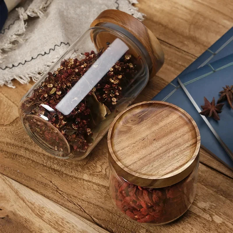1pc Wooden Lids for Glass Organizers. Kitchen use or wherever you Prefer.