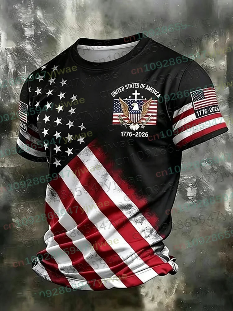 America 250th Anniversary 3D Print Mens TShirt USA Flag 1776–2026 Patriotic American Independence Day Apparel and any other Patriotic Holiday, or everday just because.