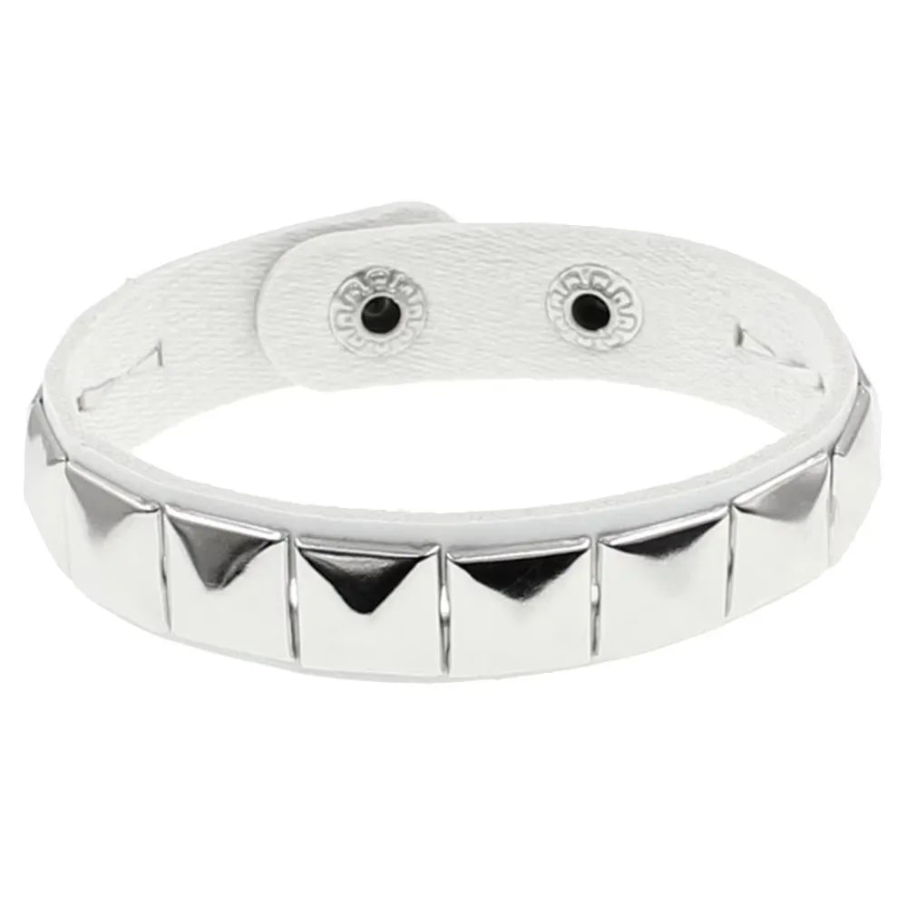 Unique Rivet PU Leather Studded Bracelet, Bangle, Rivet Bracelet, Cuff Wrap, Men /Women Metal Wristband . BLACK is low stock. White is very available.