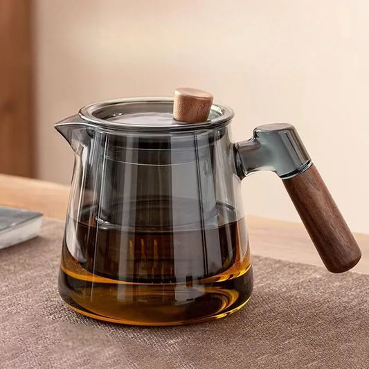 600ML Family Glass Teapot Set Transparent Glass Teacup, Small Teacup Pyrex Glass Tea Set. Flower Teapot Coffee Pot