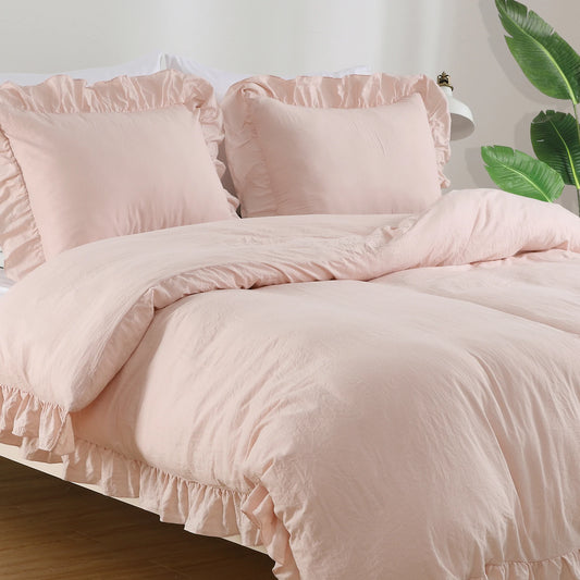 104"x90" Lotus Leaf Edge Bedding Duvet Cover Set + 2 Pillowcases