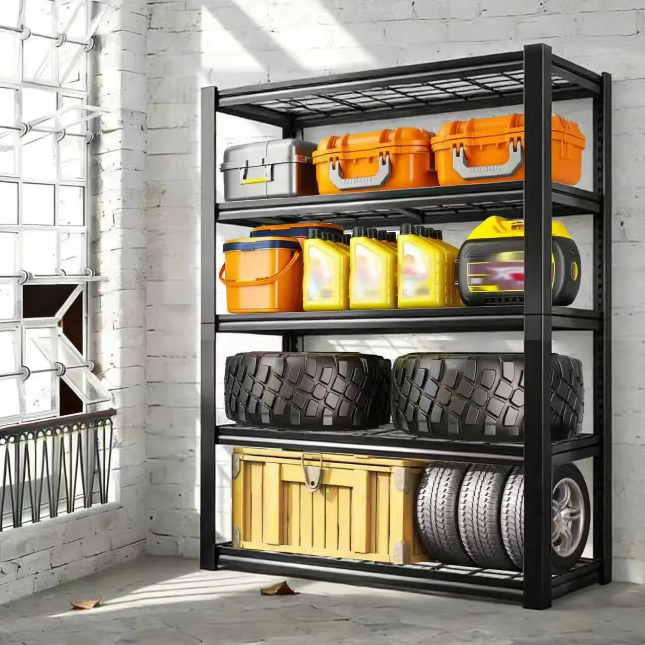 72" Adjustable Metal Double Layer Column Shelving, Commercial Grade Utility Rack for Warehouse, Basement, Kitchen, Pantry
