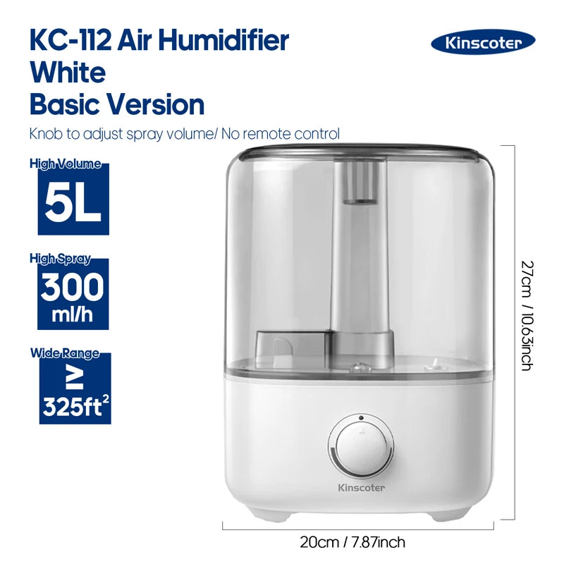 3L or 5L ,Professional Air Humidifier with Large Capacity and Aroma Diffuser with 3 levels of mist diffusion.