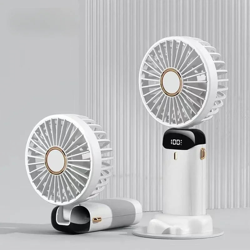 Portable Handheld Personal Rechargeable Fan with LED Digital Display. 90°Adjustable, 5 Speed Wind Mini Aromatherapy