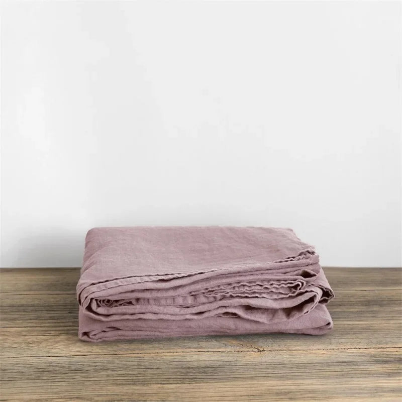 3PCS 100% Washed Linen Sheet Set Natural Flax Bed Sheets 2 Pillowcases Breathable, Soft Farmhouse Bedding, Bedsheet Flat Sheet