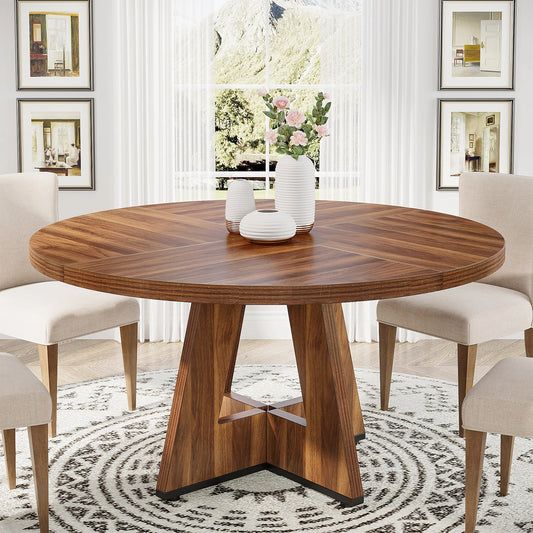 Round Dining Table for 4' 47" Farmhouse Kitchen Table Small Dinner Table Kitchen Dinning Table