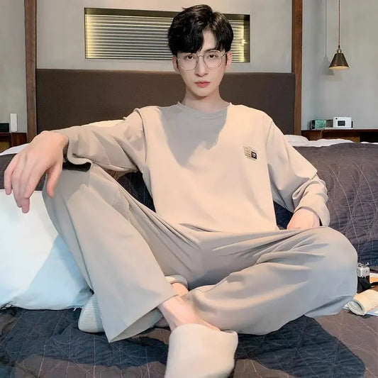 2PC. Set Men Pajamas.  Long-Sleeved Version of the Simple Button down Tops and Pants  for Nightwear  and Homewear.