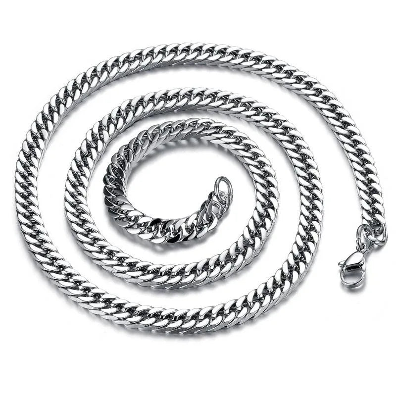 8mm-14mm Thick Stainless Steel Cuban Chain Necklace For Men. Chain Jewelry Accessories. Great FATHERS DAY GIFT!!!