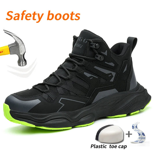 Lightweight Durable Safety Boots, Anti-Smash and Anti-Puncture . Comfortable Breathable Work Shoes for Outdoor Use