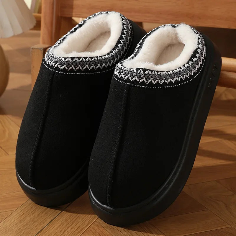 Fluffy Platform Slippers for Women 2025.  Winter Plush and Warm Cotton Shoes.  Comfort , Non Slip, Unisex Home Slippers.