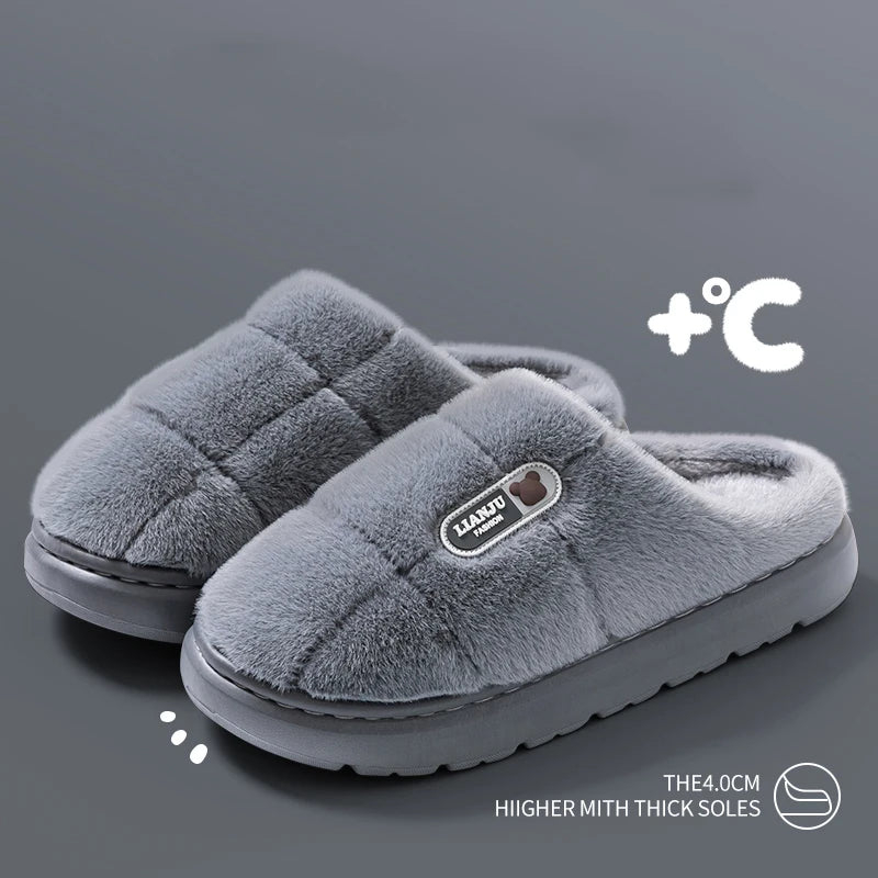 Big Size (50 51) Winter Slippers  for Women and Men. Thick Sole Indoor,  Non-Slip Flat Platform.