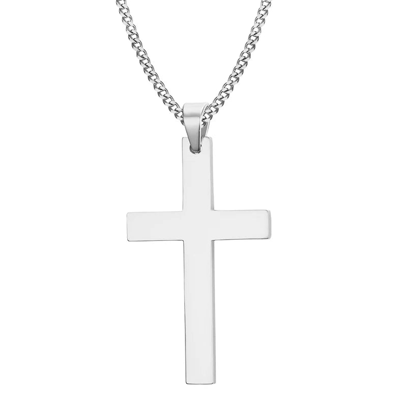 Fashion Stainless Steel Cross Pendant Necklace For Women /Men Link Chain Charm Necklace. Boys /Girls Jewelry Gift. Bllck is gone but silver and gold are available.