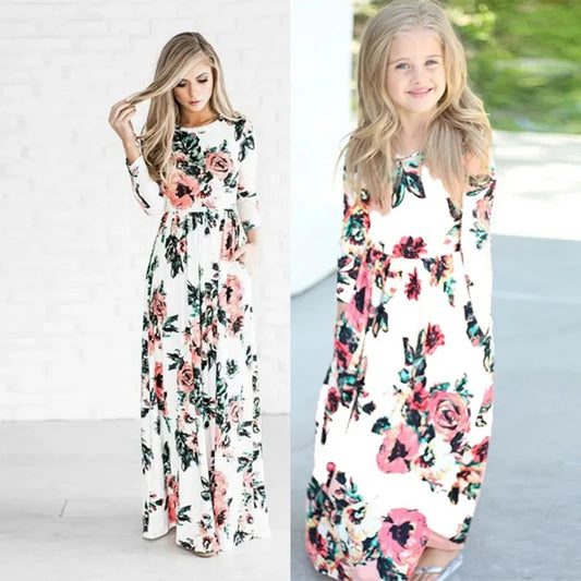 Summer Mommy and Me Family Matching Clothing. Mother/ Daughter Flower Dresses. Mom Dress, Kids, Child Outfit, Baby Girl Clothing