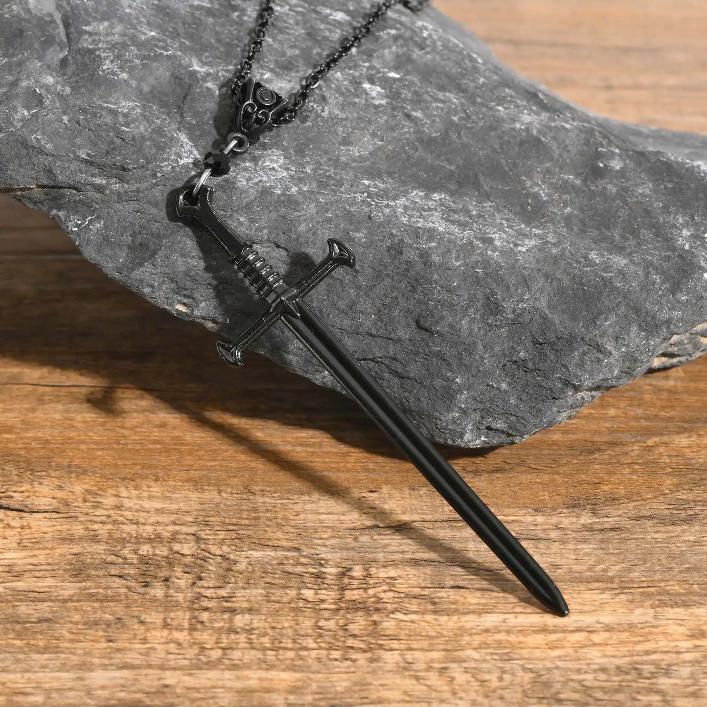 Vnox Mens Punk Rock Sword Cross Pendant Necklaces, Retro Gothic Long Knife Necklace Hip Hop Jewelry for Women Teens