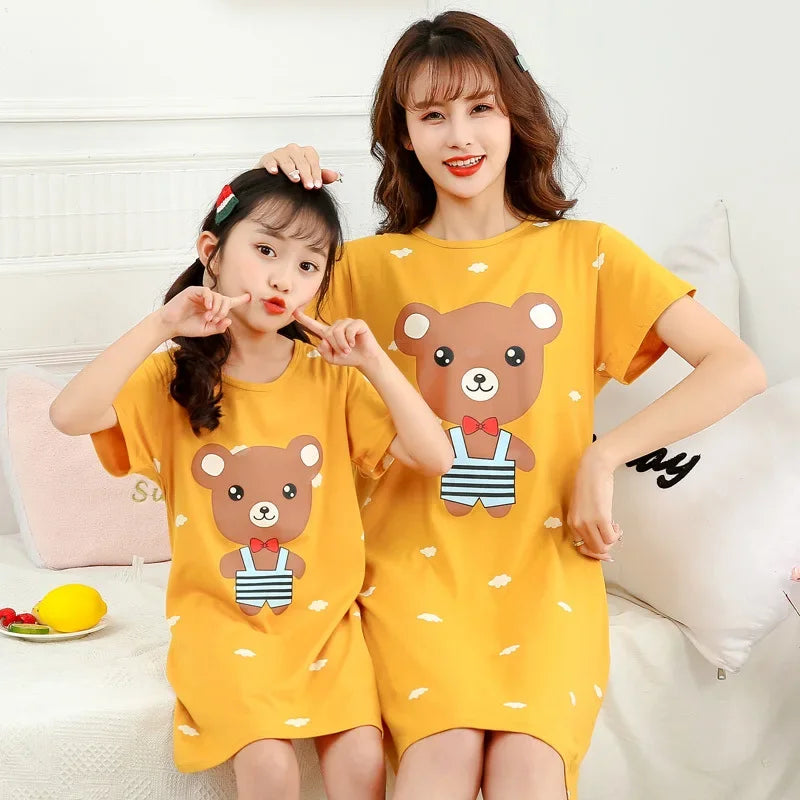 New Women's Nightgown Children's Clothing Cotton Home Casual  For Girls Kids Sleepwear