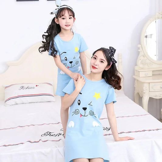 New Women's Nightgown Children's Clothing Cotton Home Casual  For Girls Kids Sleepwear