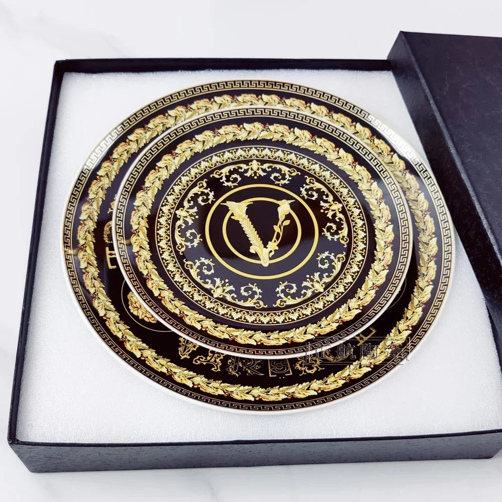 Vintage Ceramic Dinner Plate 8 Inch /10 Inch Creative Bone China. Western Steak, Dessert, Salad Plate, Gift Box Set for this pattern.