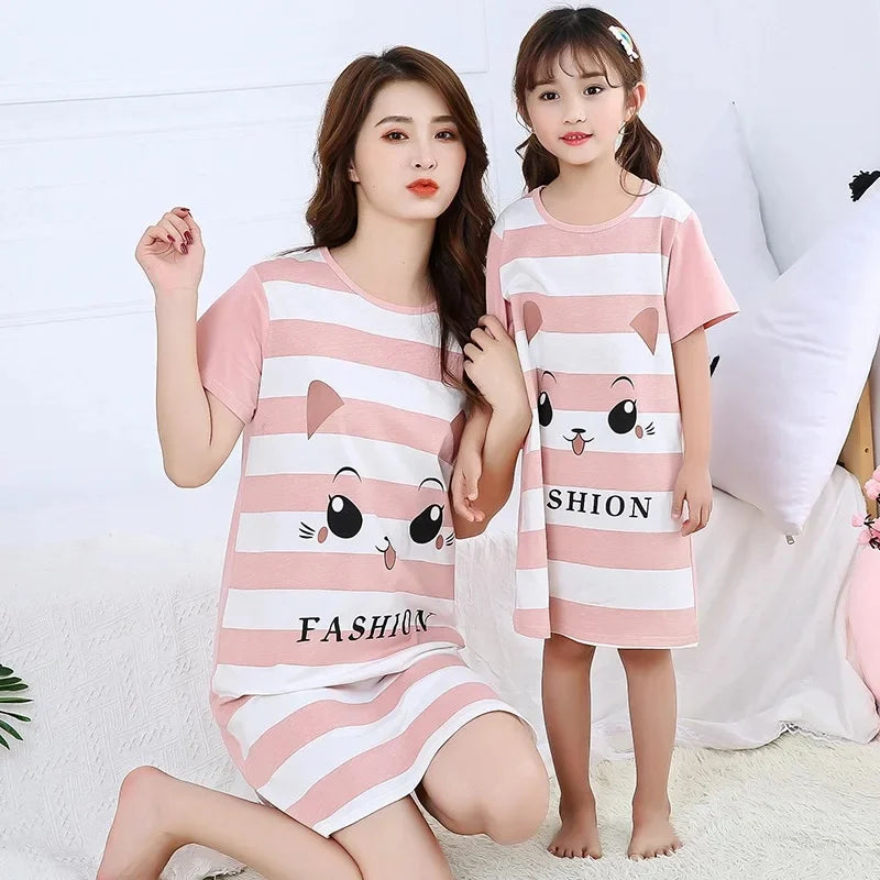 New Women's Nightgown Children's Clothing Cotton Home Casual  For Girls Kids Sleepwear