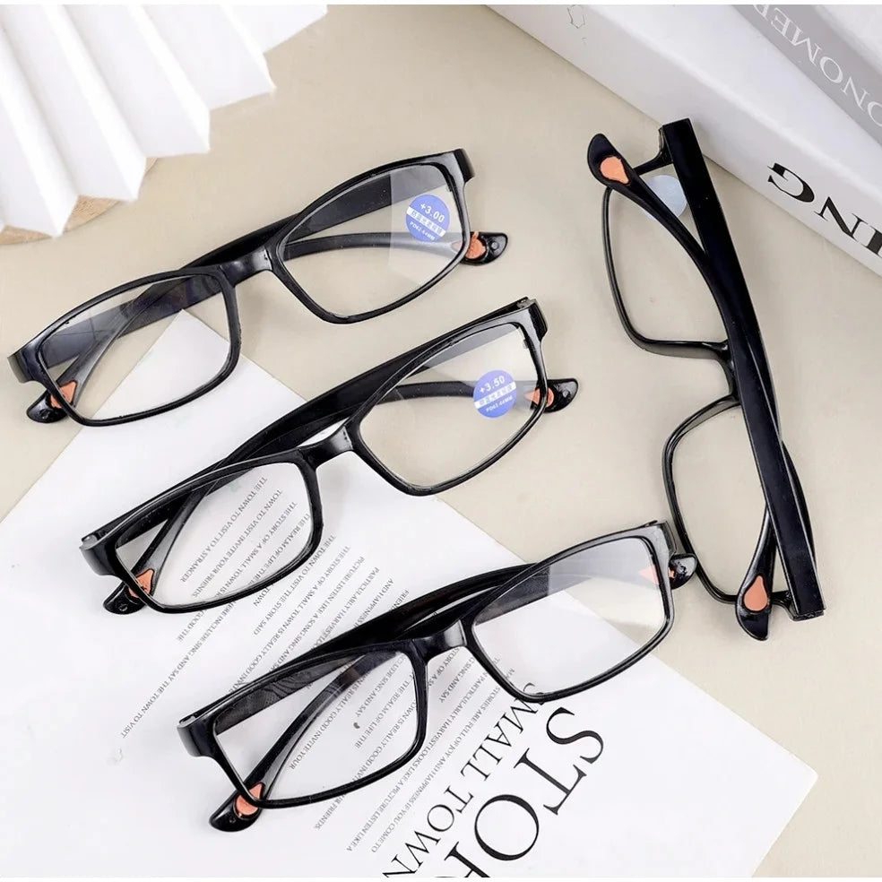 Anti-blue Light Reading Glasses, Thick Black- Framed Glasses, Portable Presbyopia Eyeglass +1.0~+4.0 Eyewear 4pcs. This set of 4 pairs of glasses in the strength of your choice is a wonderful bargain. and you have ANTI-BLUE