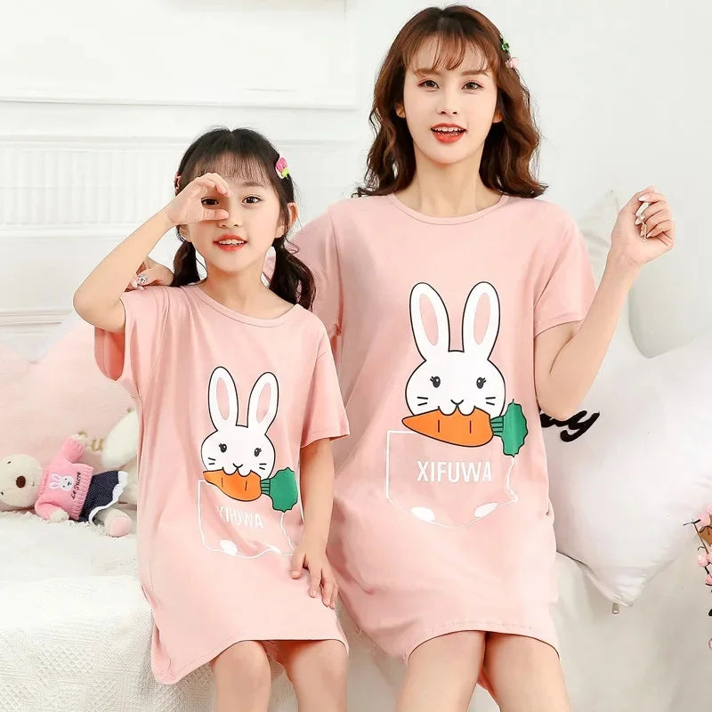 New Women's Nightgown Children's Clothing Cotton Home Casual  For Girls Kids Sleepwear