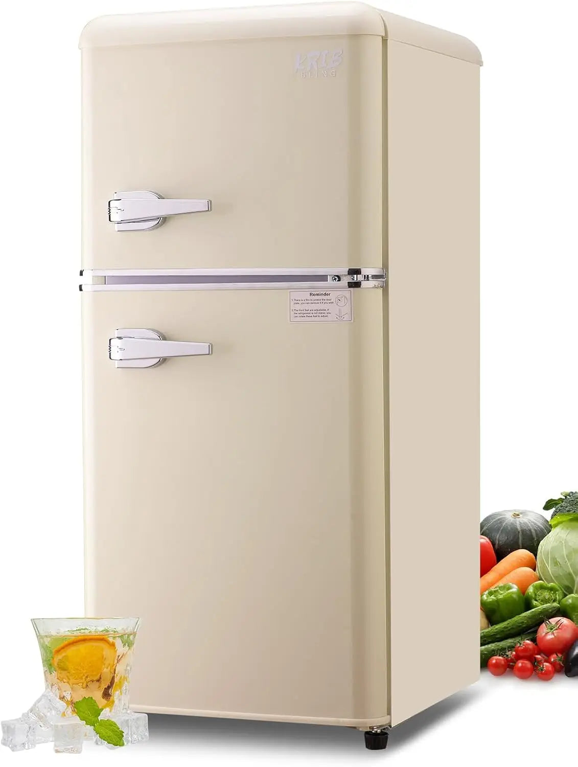 3.2 Cu.ft Compact  Mini Fridge with Freezer, Retro Design and Small Drink Chiller for Home, Office