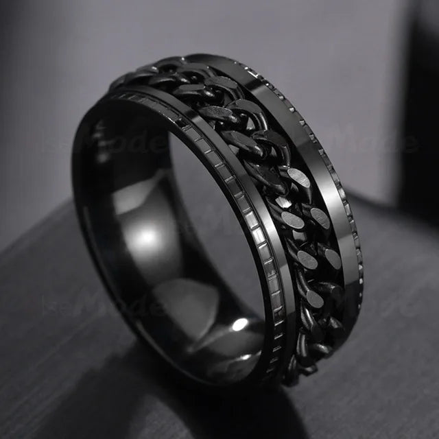 Cool Stainless Steel Rotatable MENS/WOMENS Ring . High Quality Spinner Chain Punk Jewelry Style