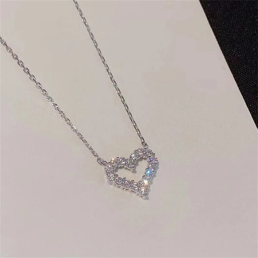 Crystal, Hollow Heart for Love. Pendant Necklace, Romantic, Zircon, Simple Necklace For Women.Trendy Jewelry Accessories