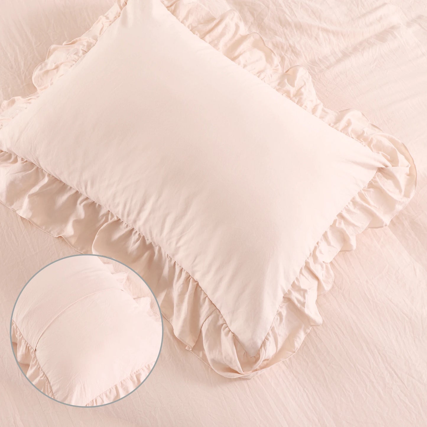 104"x90" Lotus Leaf Edge Bedding Duvet Cover Set + 2 Pillowcases