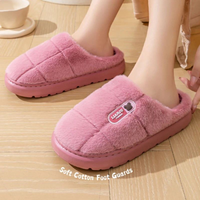 Big Size (50 51) Winter Slippers  for Women and Men. Thick Sole Indoor,  Non-Slip Flat Platform.