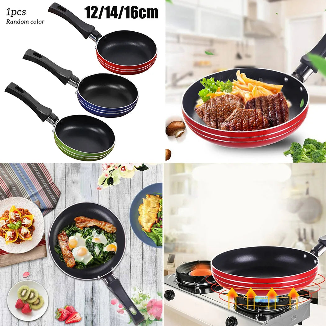 12cm/14cm/16cm Mini Frying Pan, Non-Stick Steel Frypan  Random Colors