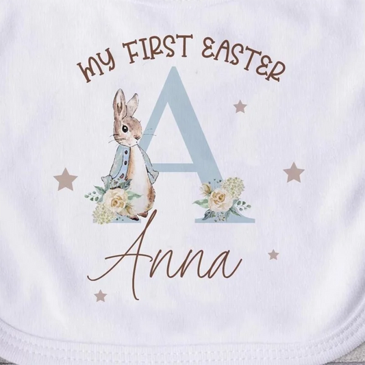 1pcs Personalized Name, First Easter Baby Bunny Bib is Durable for Infant Easter Outfit Party supplies Photo Props Newborn Gift