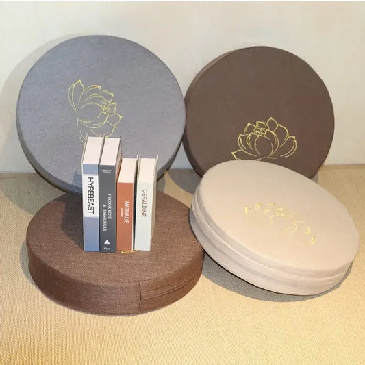 40X6CM Yoga Meditation Linen Cushion Hard Lotus Texture Meditation Cushion Backrest Pillow, Removable Washable