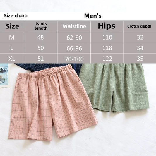 Mens Solid Color Cotton Shorts. Simple Loose and Breathable Sleeping Pants with Elasticated Waistband.