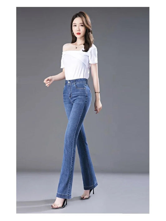 2026 Women's Autumn and Winter New High Waist Micro Jeans with Velvet Slimming Features. Large Sizes, Multi Color Casual Pants. Don't wait too long!!!