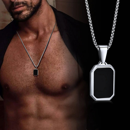 Small Dogtags Pendant Necklaces for Men /Boys, Black /Silver/ Color Stainless Steel, Military Dog Tag with Box Chain Gift. Great for FATHERS DAY GIFT.