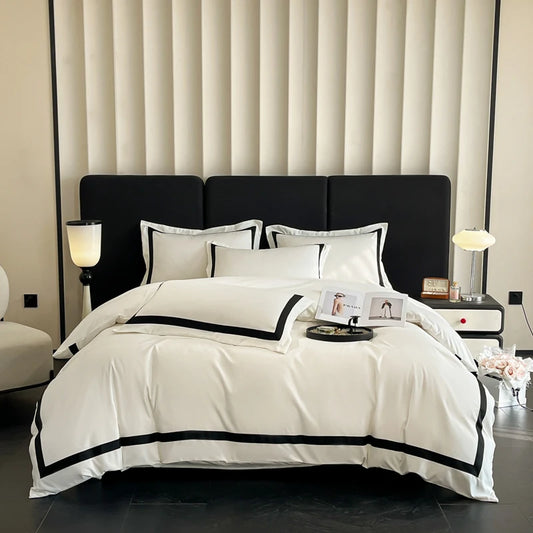 4Pcs Brushed Microfiber King / Queen / Double/ Twin. Soft Premium Hotel Patchwork Duvet cover Flat/Fitted sheet and 2 Pillowcases