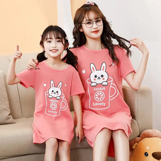 New Women's Nightgown Children's Clothing Cotton Home Casual  For Girls Kids Sleepwear