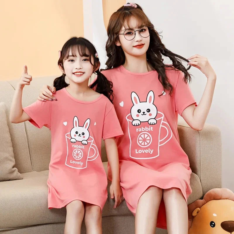 New Women's Nightgown Children's Clothing Cotton Home Casual  For Girls Kids Sleepwear