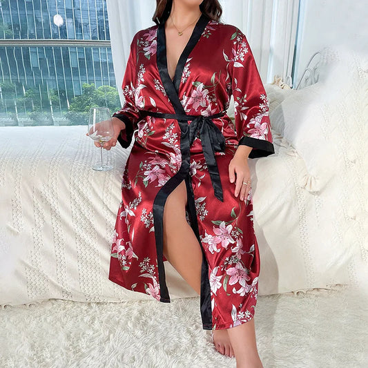 Plus Size Robe for Women's Fashion, Casual, Loose Printed Robe for Women