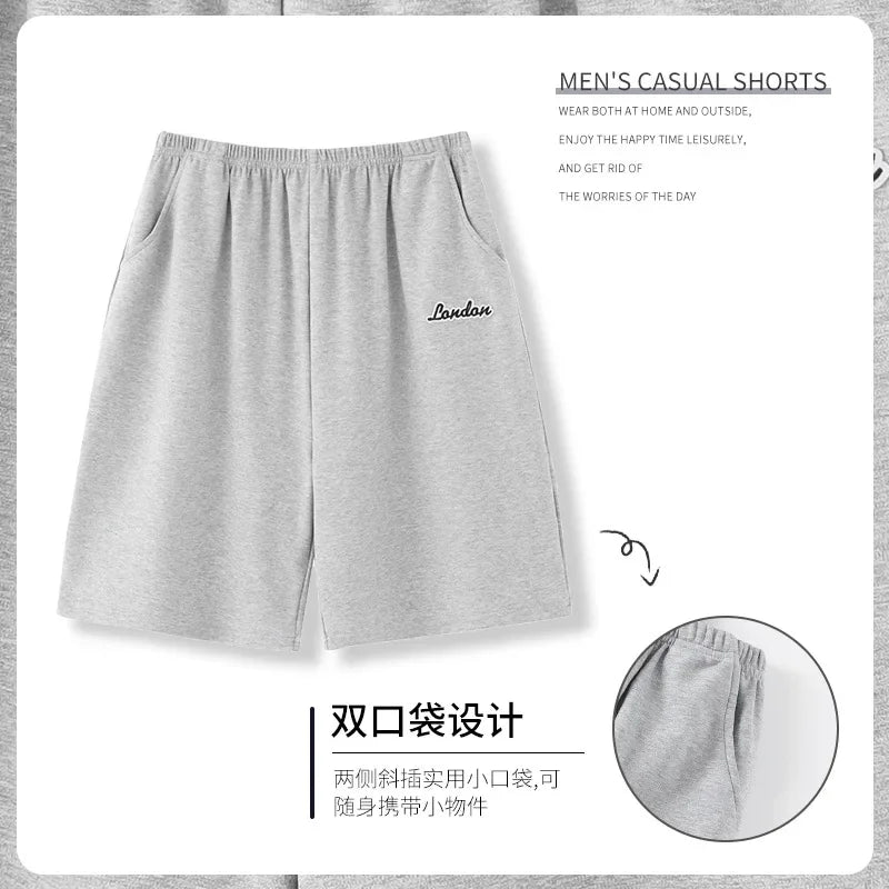 Summer solid color pajama pants in cotton. Mens breathable shorts.
