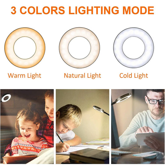 48 LEDs Clip on Desk Lamp 360°Flexible Gooseneck Reading Table Light. Eye-Caring USB Clamp Light