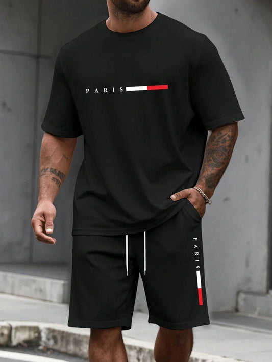 Men's Tracksuit, 2 Piece, O-neck, Short Sleeve Shirt /Shorts Set. Men's Running Suit in Plus Sizes T - shirts. Lots of stock in some colors/sizes. low stock in some. Please be aware.