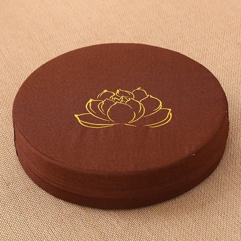 40X6CM Yoga Meditation Linen Cushion Hard Lotus Texture Meditation Cushion Backrest Pillow, Removable Washable