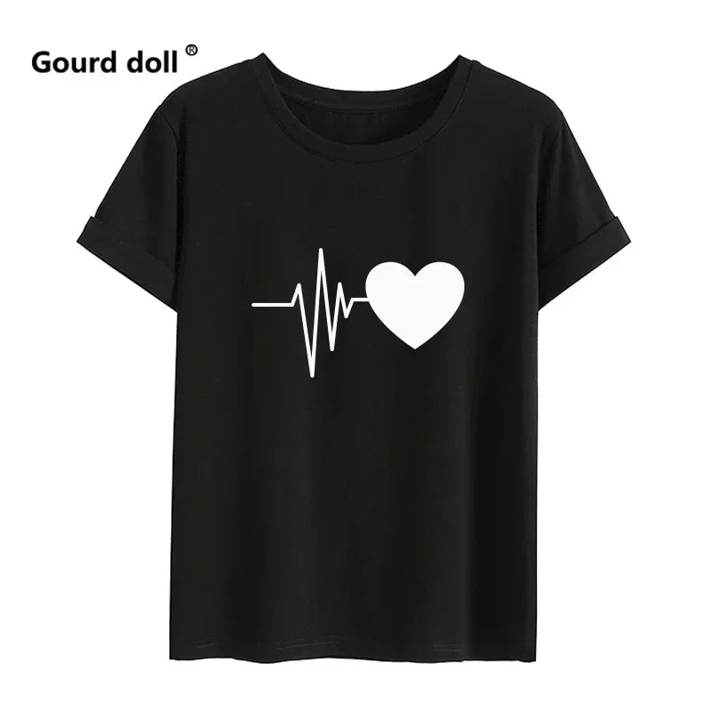 1PC Electrocardiogram Printed Family Matching Clothes, T- Shirt Fashion Mother and Child Clothing, Mommy and Me Family Look T-shirt. Check sizes for mens sizing.