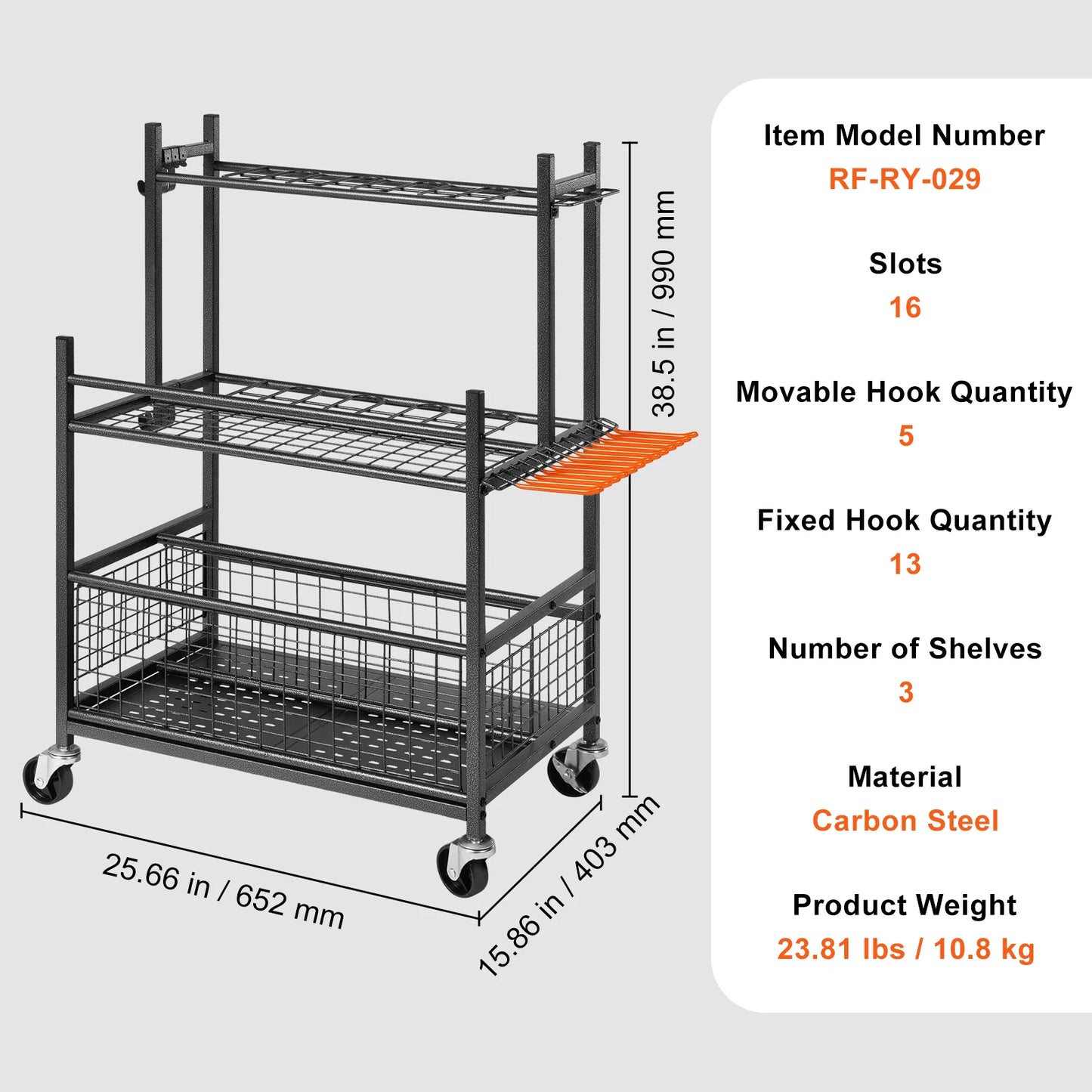 Garden Tool Organizer with Hooks