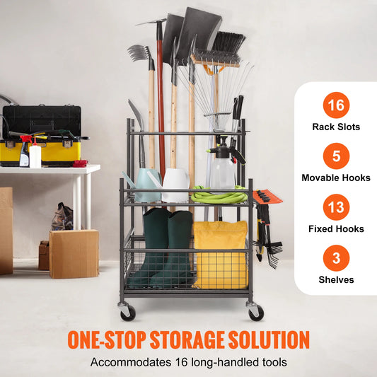 Garden Tool Organizer with Hooks